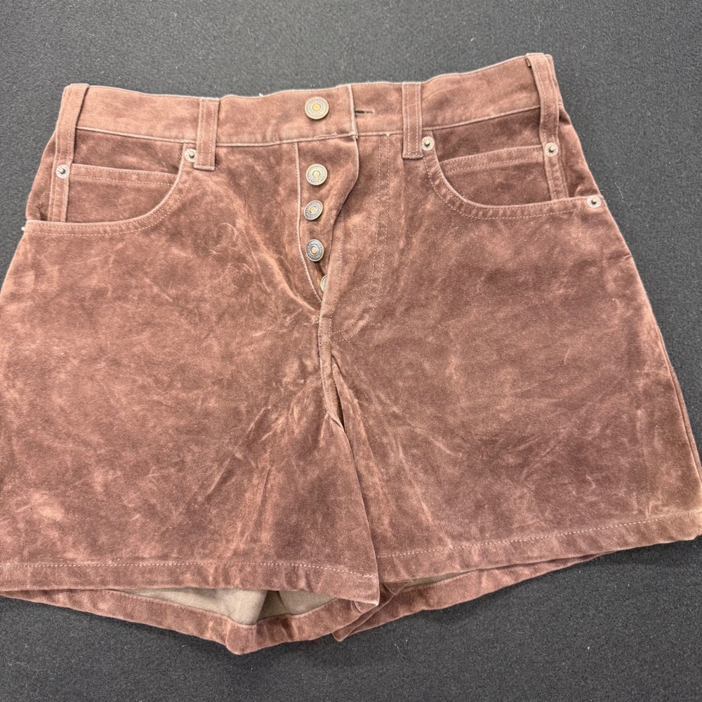 We The Free Free People Brown Velvet Button Fly Shorts Size 25 High Rise Boho